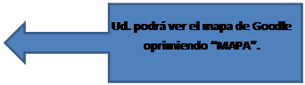 Llamada de flecha a la izquierda: Ud. podrá ver el mapa de Goodle oprimiendo MAPA.